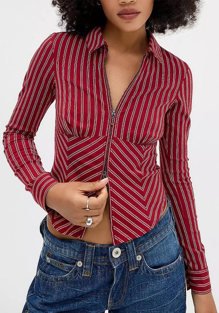 Autumn Winter Women's Casual Striped Long Sleeve Shirt
