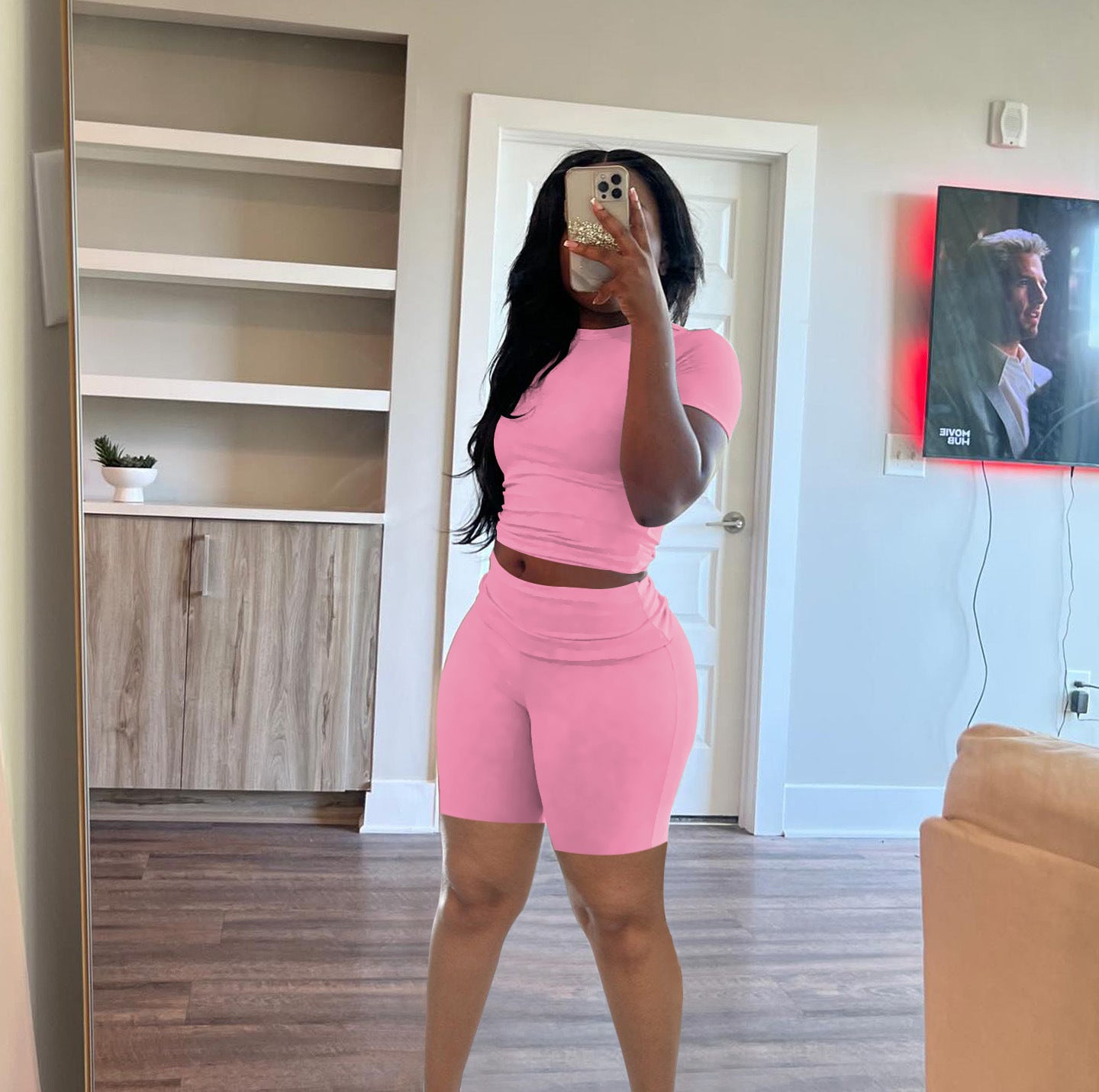 Short-Sleeve Round Neck Shorts Set Casual Summer Outfit 5