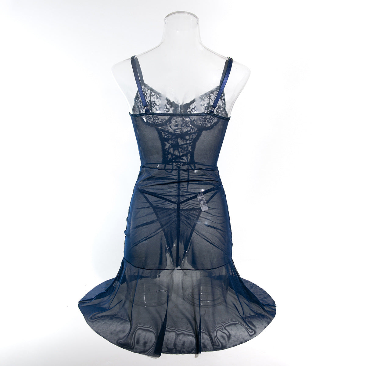 Women lace see-through mesh dress thong Sexy lingerie set 28