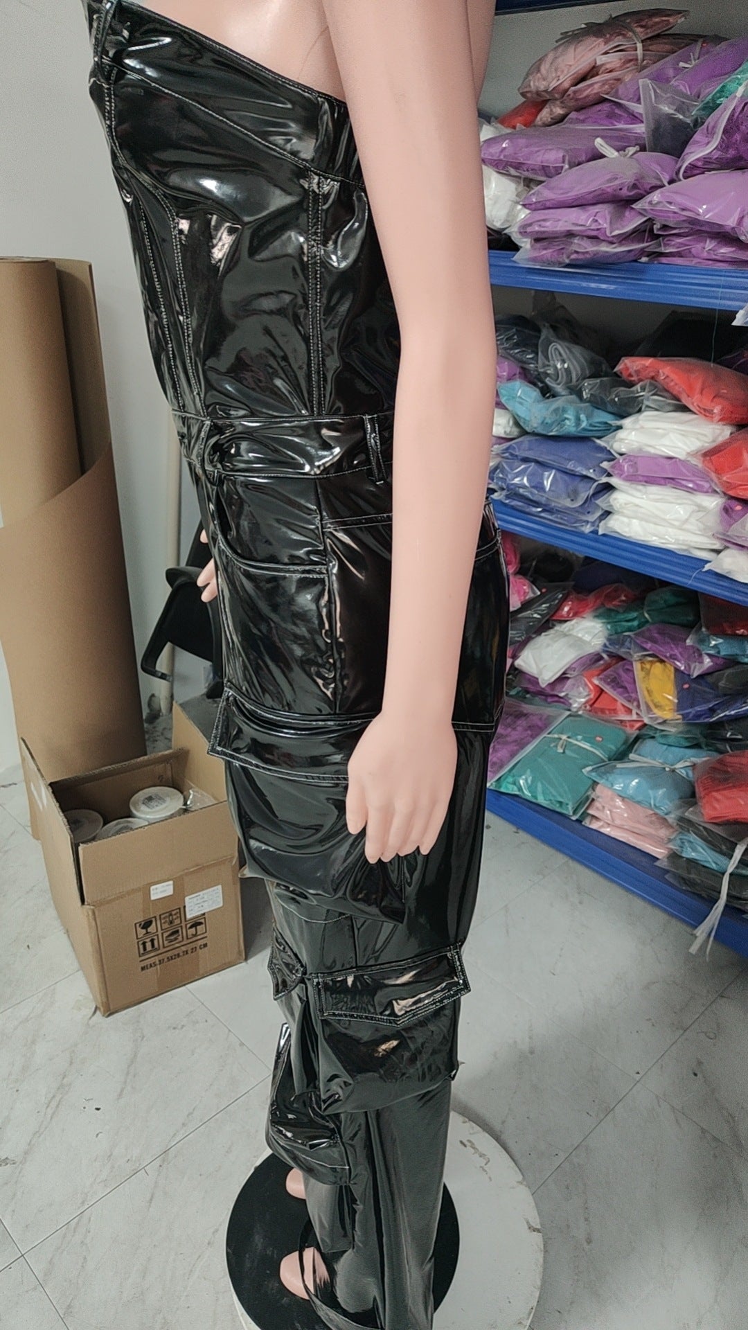 Women's Strapless Low Back Slim Fit Trendy Pocket Jumpsuit 8