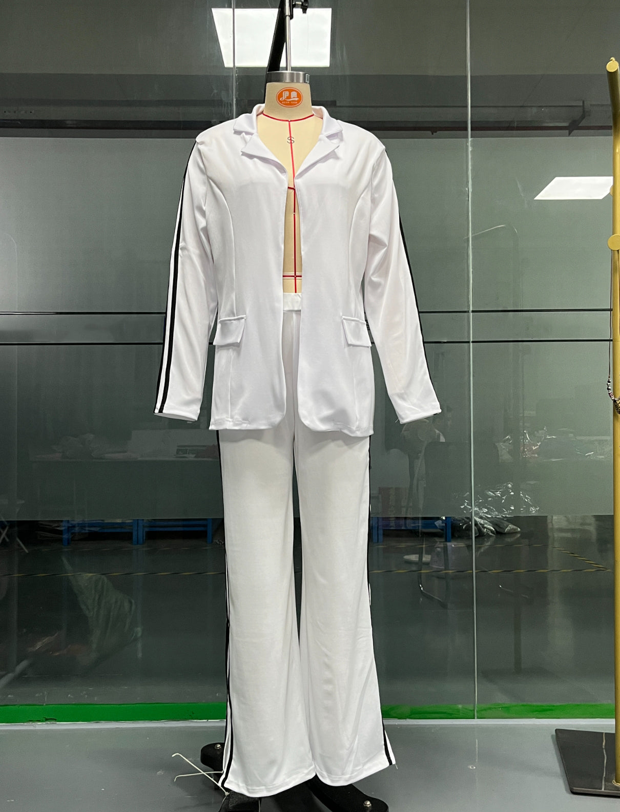 Women Casual Turndown Collar Blazer and Wide Leg Pants Two Piece Set 8