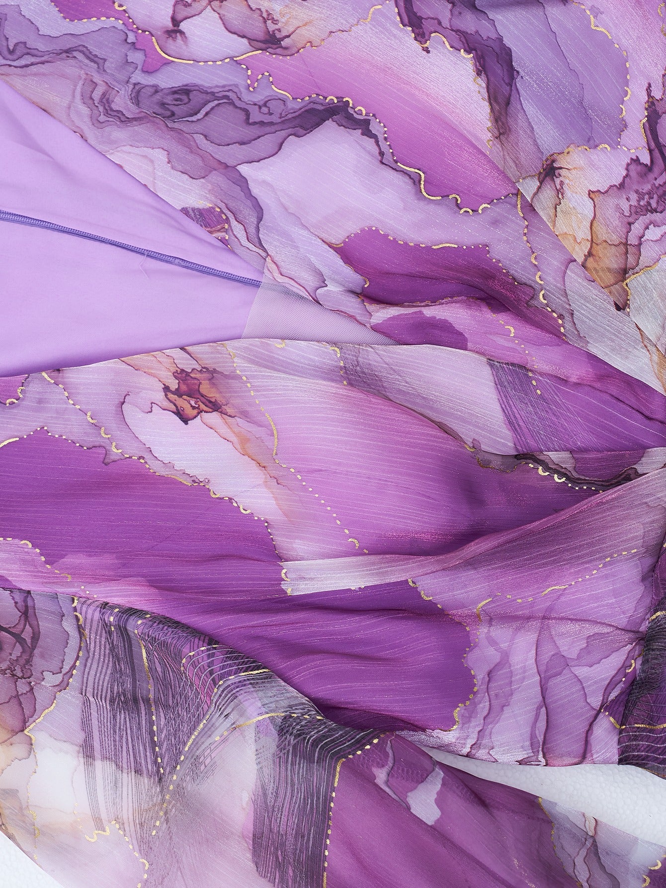 Women long-sleeved V-neck pleated Formal Party mesh dress 16