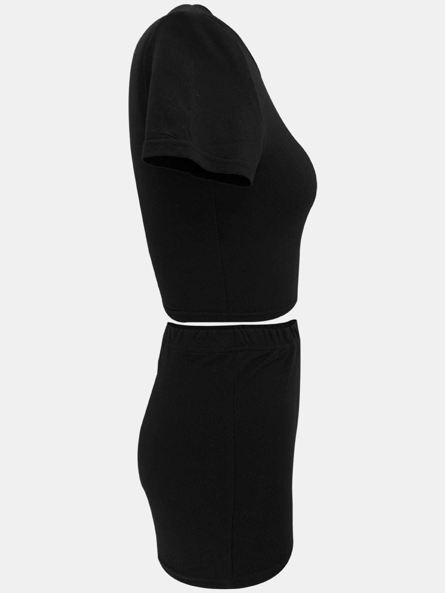 Women Summer Solid Crop Top Shorts Two-Piece Set 35