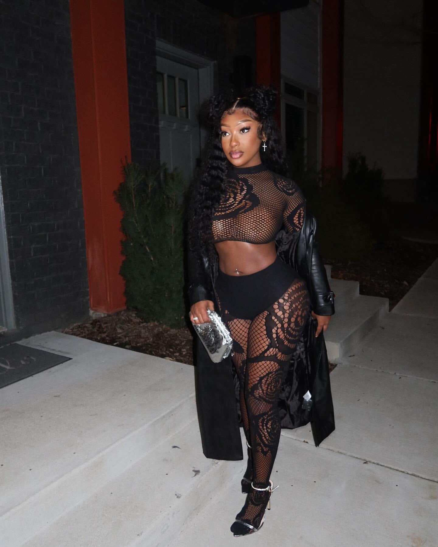 Women hollow sexy mesh two-piece set 6