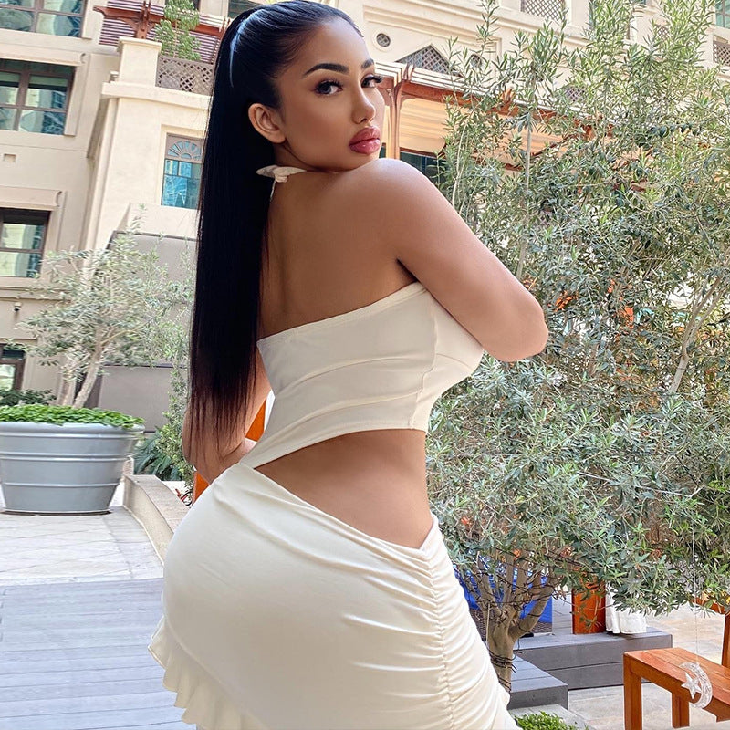 Women Solid sleeveless high collar Casual Bodycon dress 5