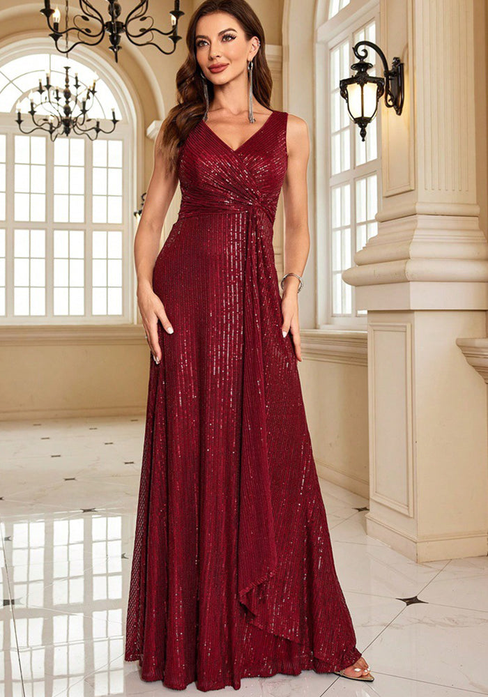 Women Long Sleeve V-neck Formal Party Fishtail Evening dresses