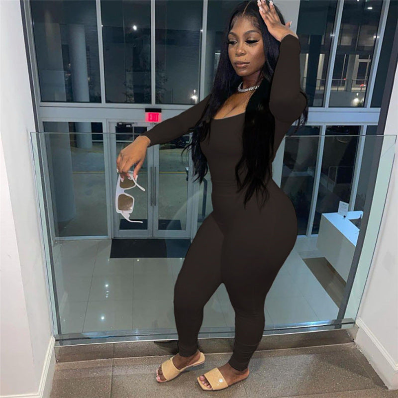 Women Soild Women Long-Sleeved Top and Casual Sports Pants Two Piece Set 4