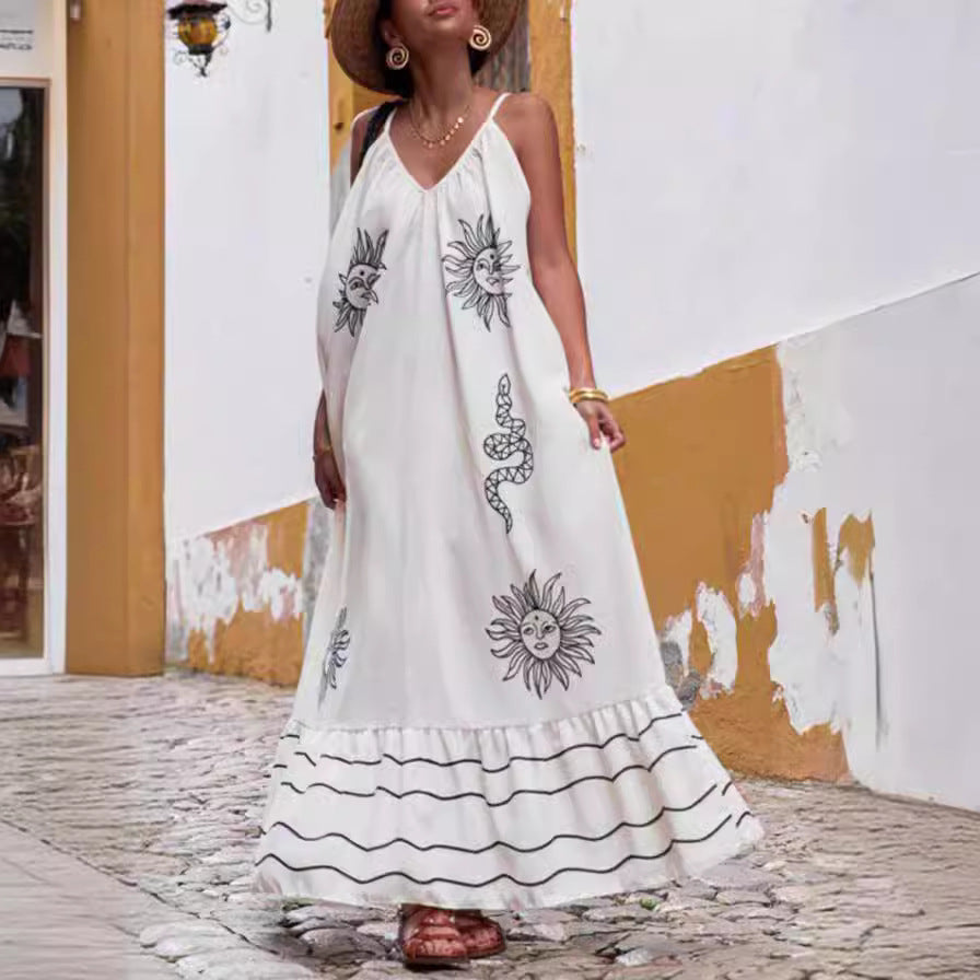 Plus Size Women suspender print Holidays loose dress 6