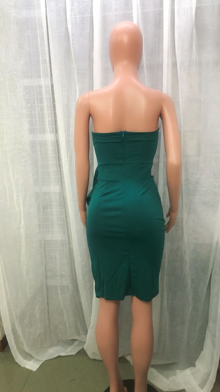 Summer Sexy Chic Women's Strapless Irregular Skirt Slit Nightclub Party Dress 15