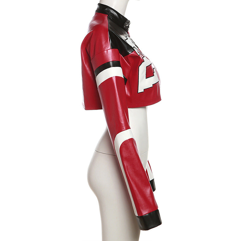 Women Autumn Style Letter Printed Zip Jacket 15