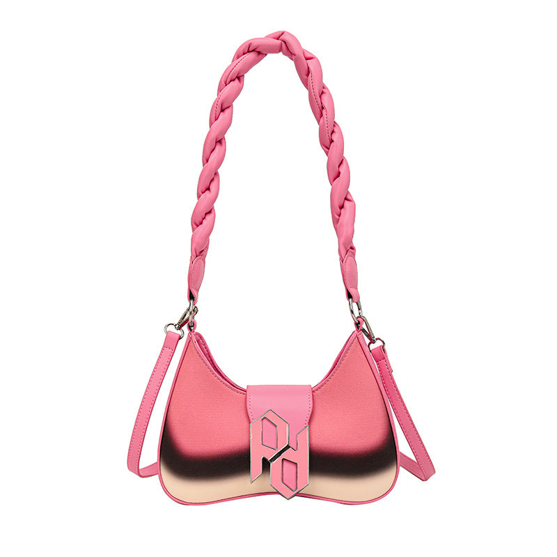 Women Contrasting Color Braided Twist Messenger Bag Shoulder Bag 14