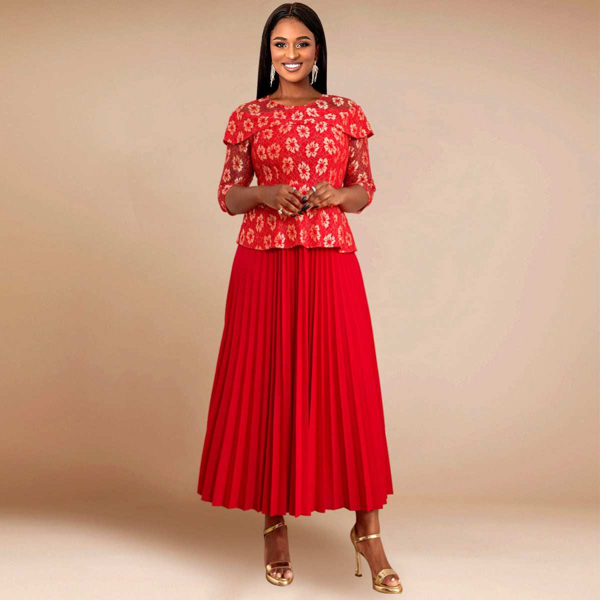 Women Style Lace Party Formal Party Long Sleeve Dress 3