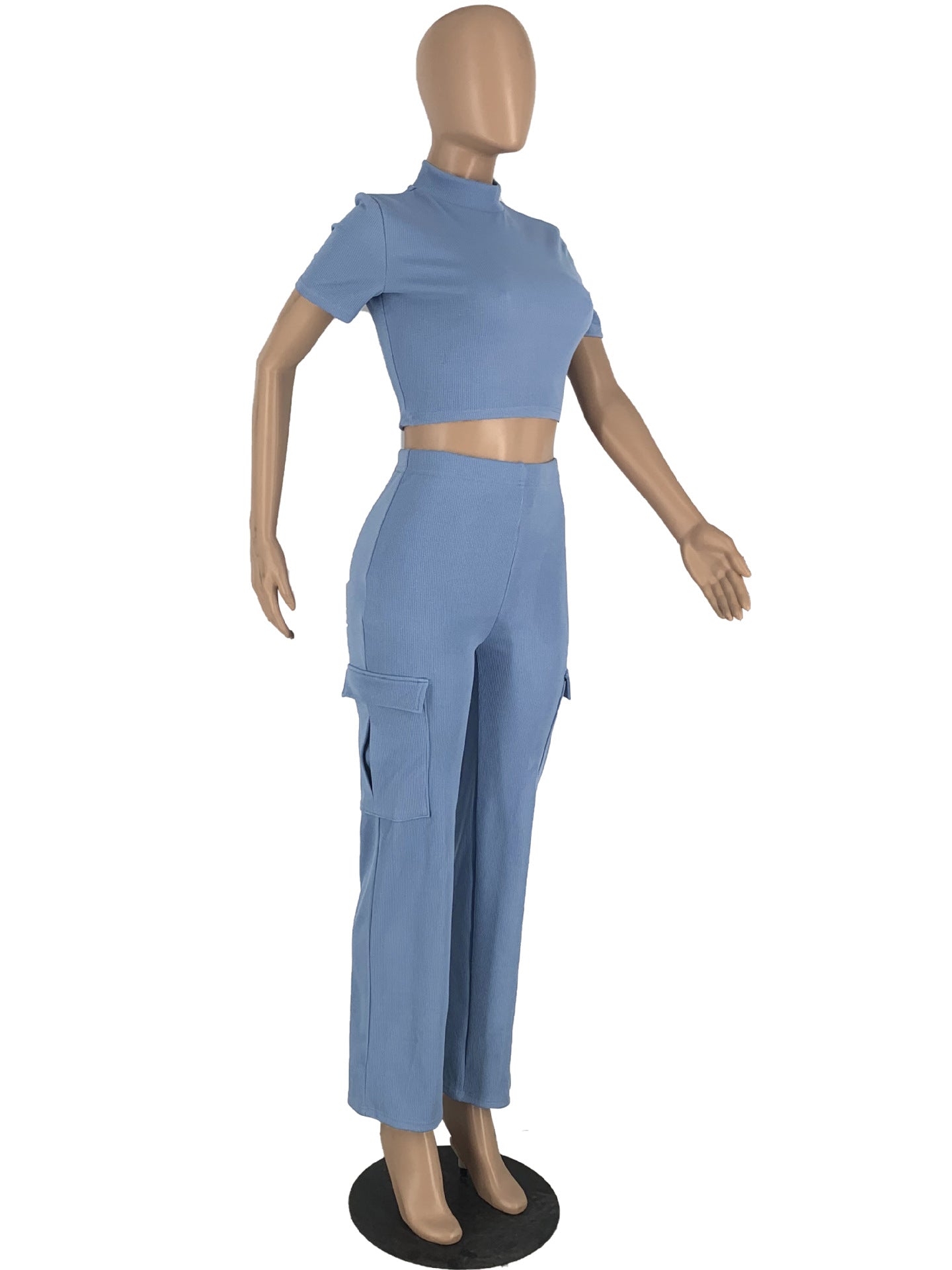 Women Casual Top and Pocket Pant Two-piece Set 13
