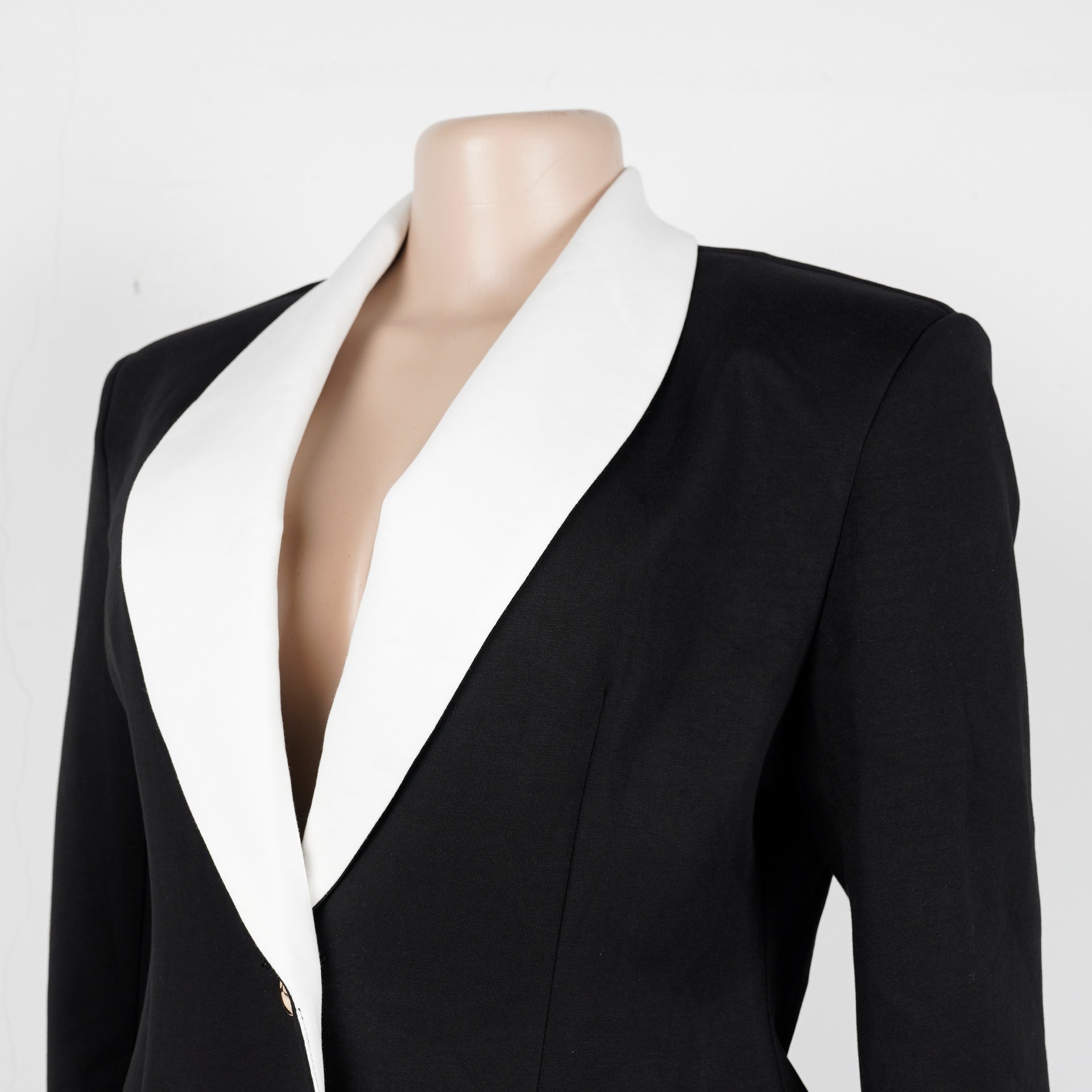 Women's Elegant Career Color-Blocking Turndown Collar Casual Suit Two-Piece Set 13