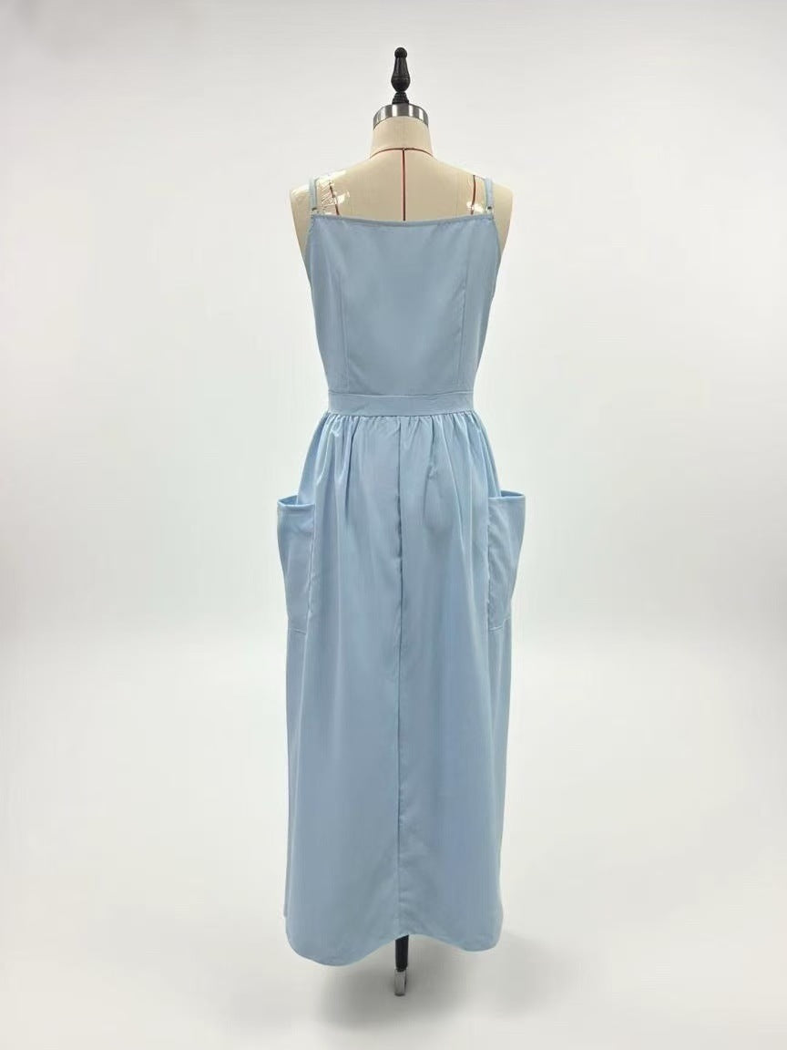 Women's Solid Color Strap Sleeveless Casual Loose Fashion Sundress 9