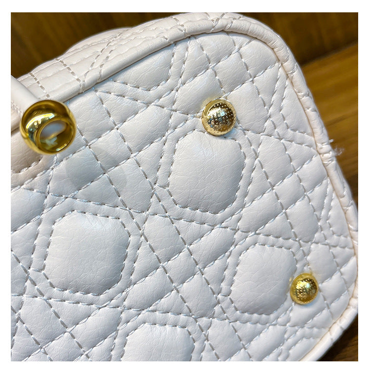 Women Lingge Bag Fashion Pearl Bucket Bag Shoulder Messenger Bag 16