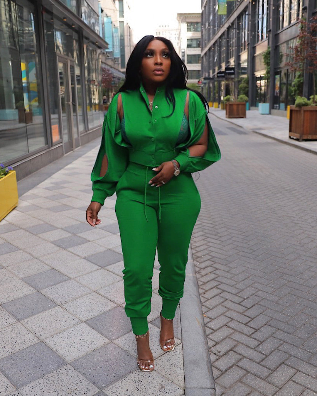 Women sports zipper jacket and Pant two-piece set 6