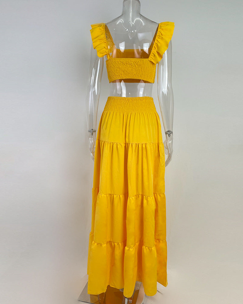 Women spring Career sexy suspender top and Skirt Casual two-piece set 19