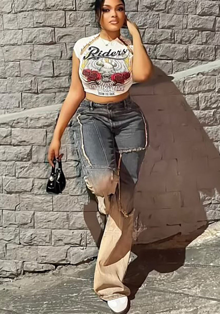 Women Gradient Denim Pants