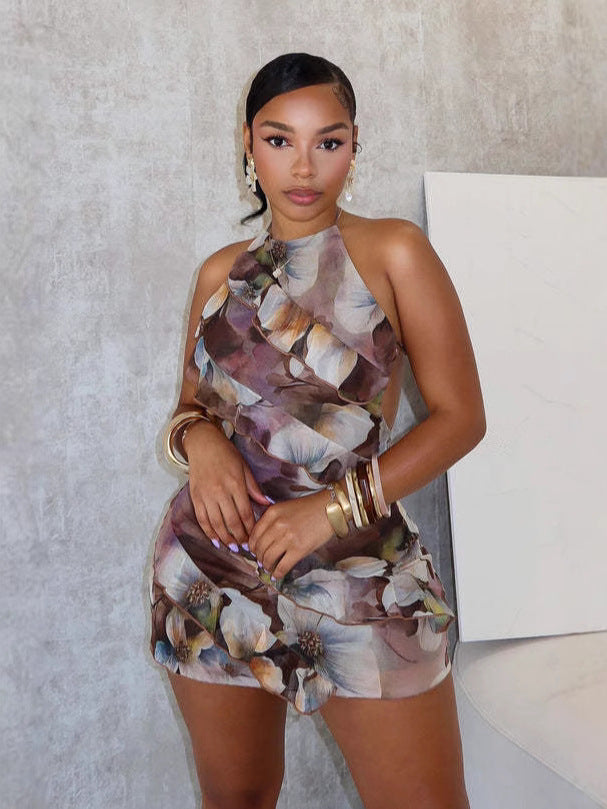 Women Sexy Retro Print Dress 4