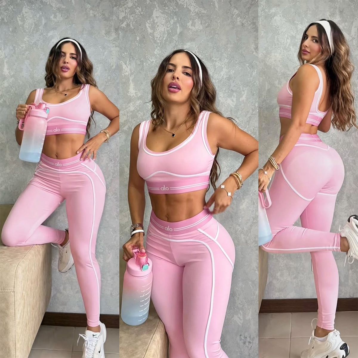 Women summer yoga sports vest fitness two-piece set 4