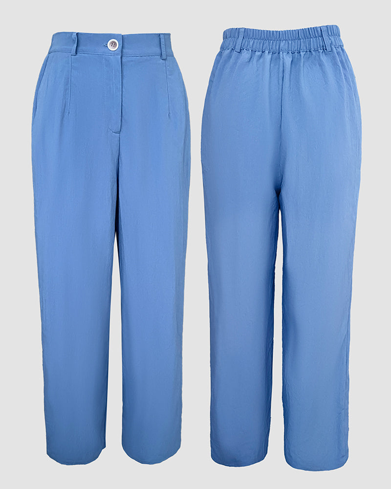 Women's Fashion Long Sleeve Crop Top & Wide-Leg Pants Set 9