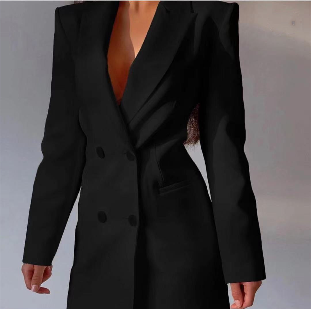 Women Backless Double-breasted Blazer Dress 6