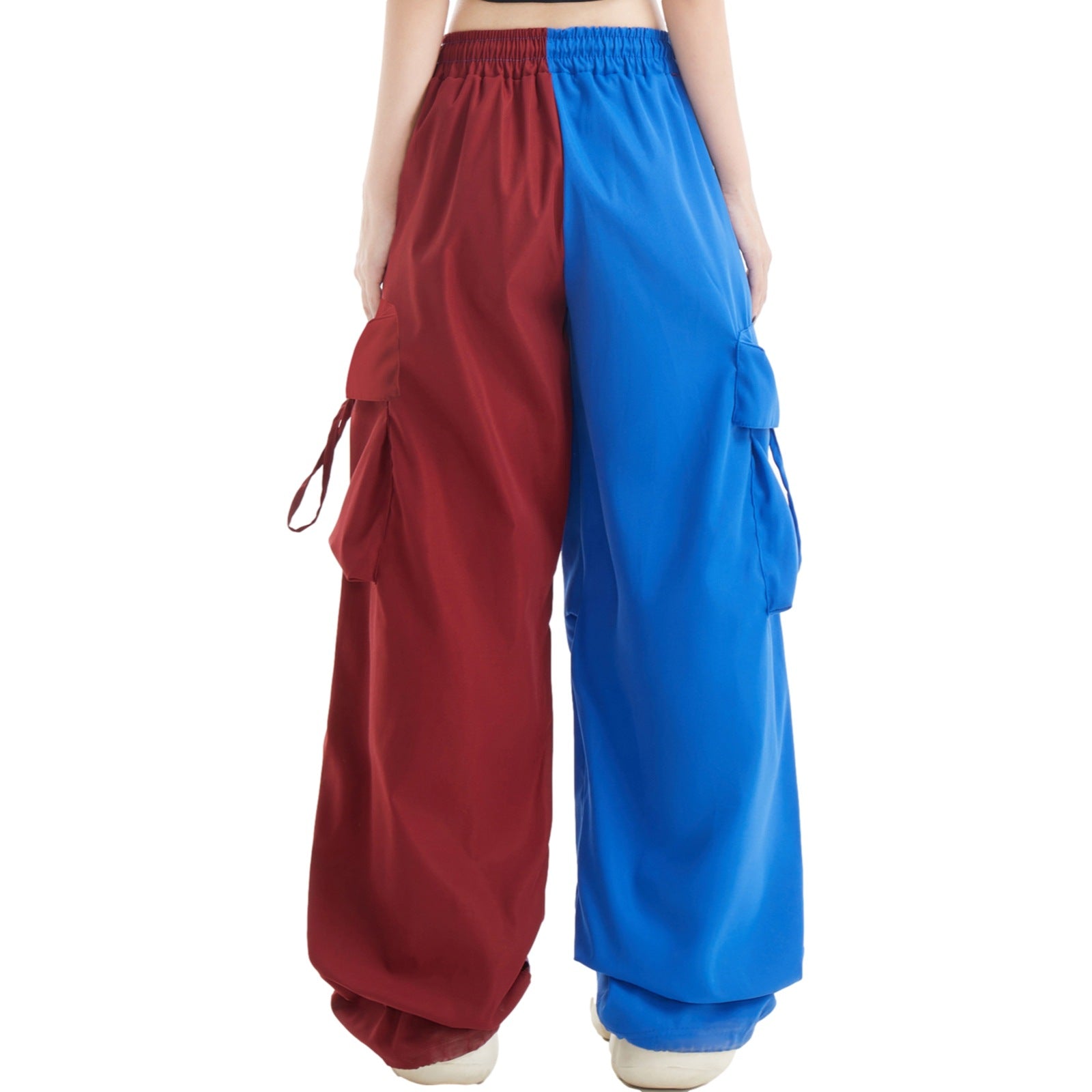 American Contrast Color Loose Wide Leg Cargo Pants Hip Hop Color Matching Fashion Casual Sports Trousers for Women 6