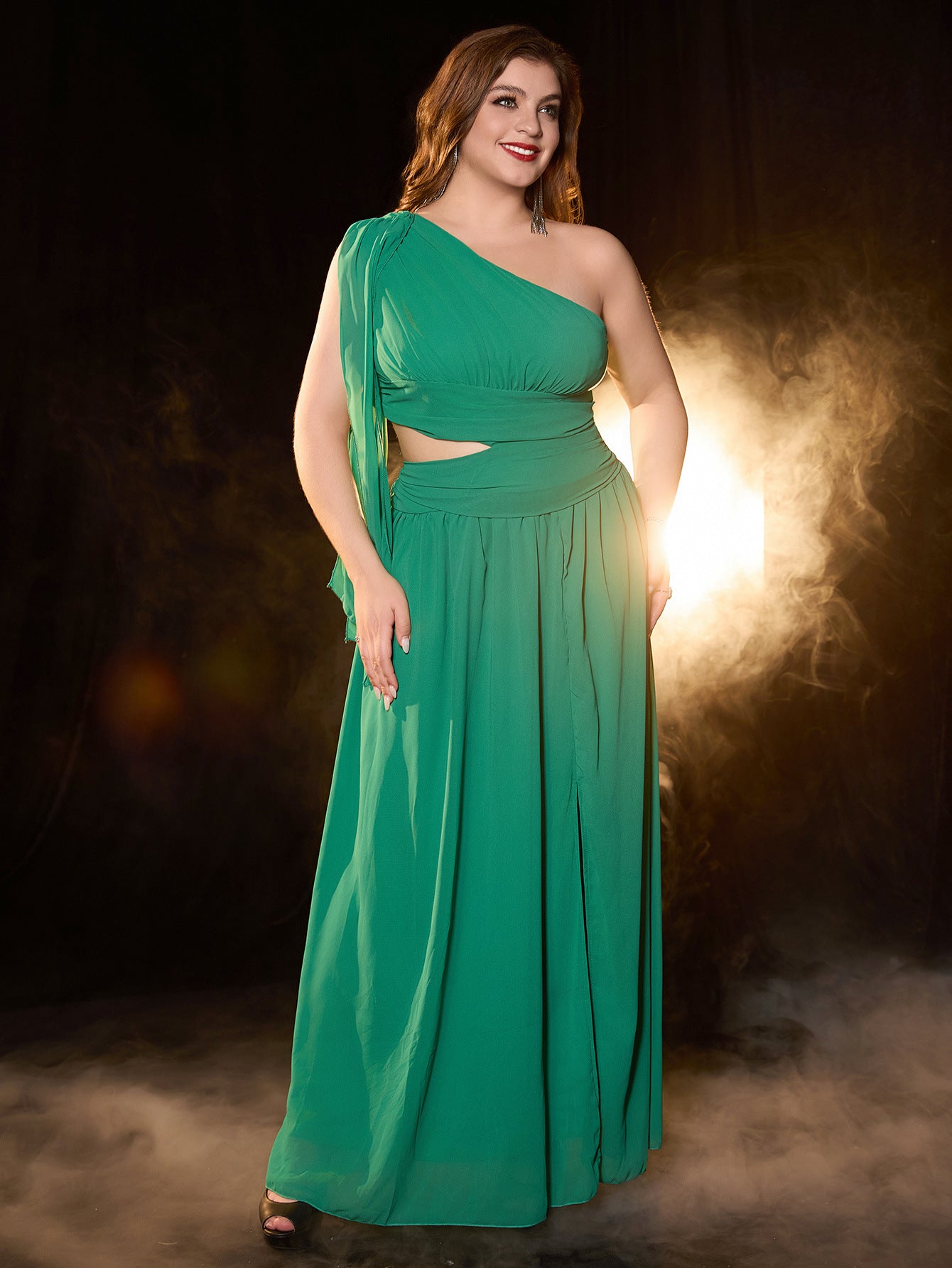 Women Solid One Shoulder Chic Elegant Maxi Dress