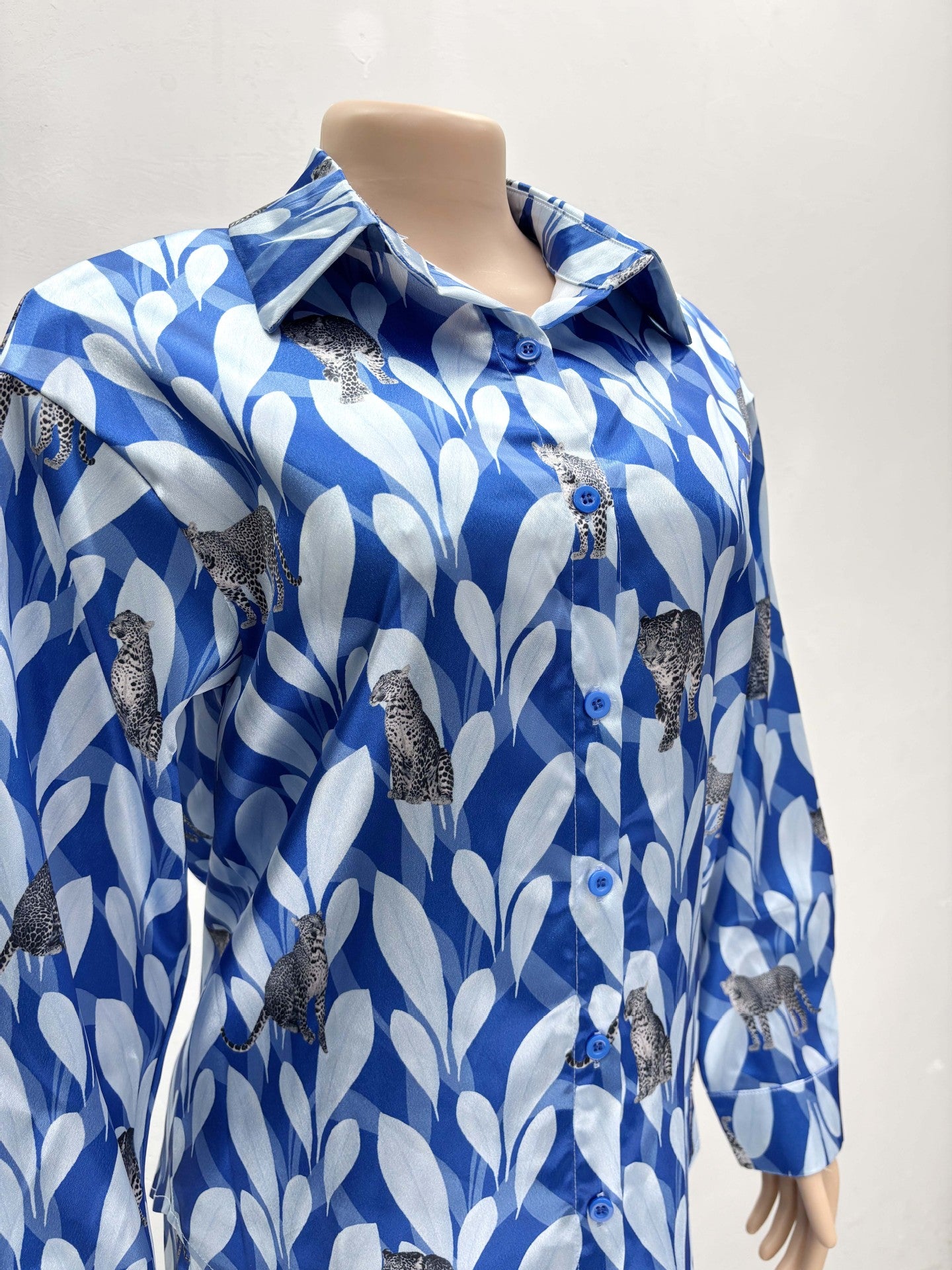 Spring Autumn African Print Casual Shirt Trousers Two-Piece Set 6