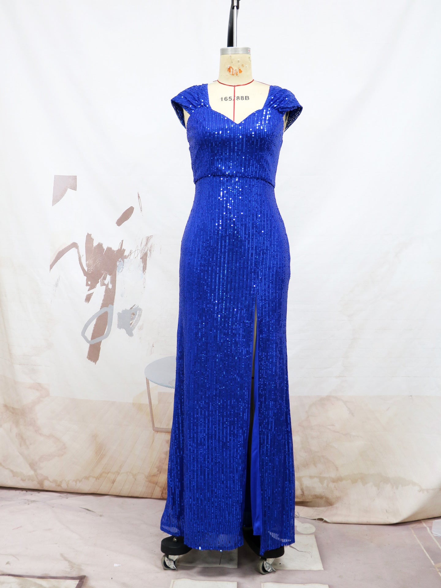 Sleeveless Off Shoulder V Neck Slim Long Formal Party Evening Gown Sequined Long Dress 10