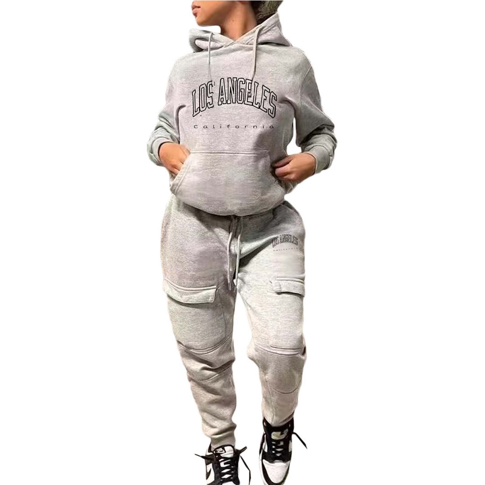 Women's Fashion Casual Hoodies Sweatpants Two Piece Sports Tracksuit 11