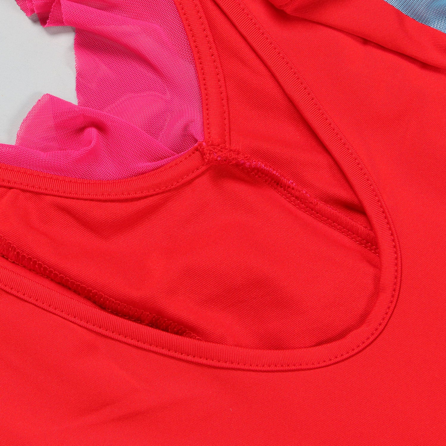 Women Contrasting Ruffles Line Irregular Mini Dress 53