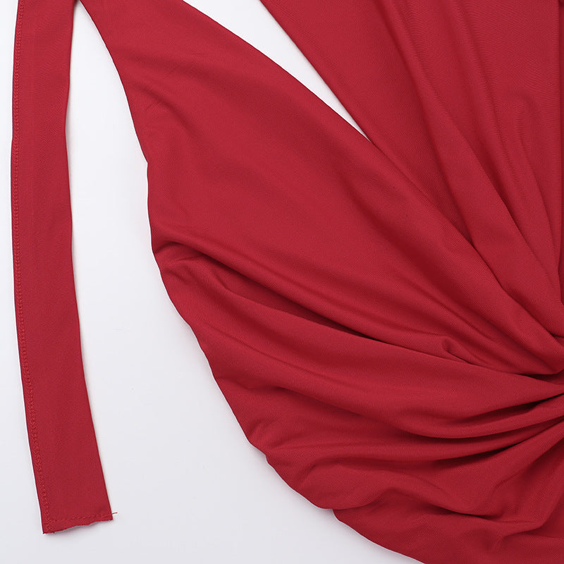 Spring Sexy Open Waist Hollow Halter Neck Long Dress 15