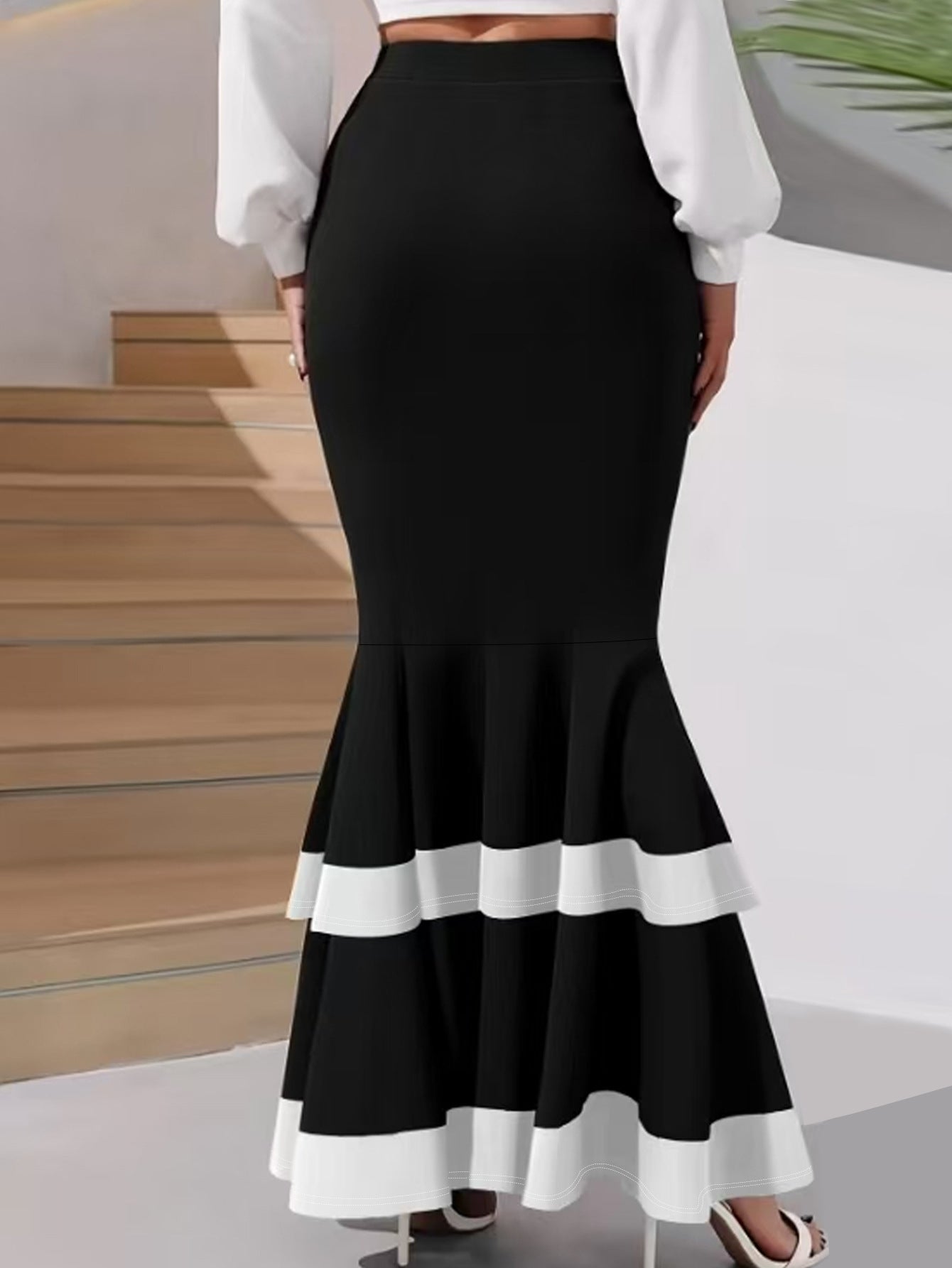 Plus Size Women Elegant Layered Skirt 7