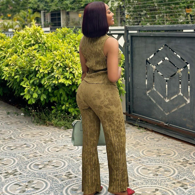 Spring And Summer Africa Women's Sleeveless Printed Top Trousers Two-Piece Set 3