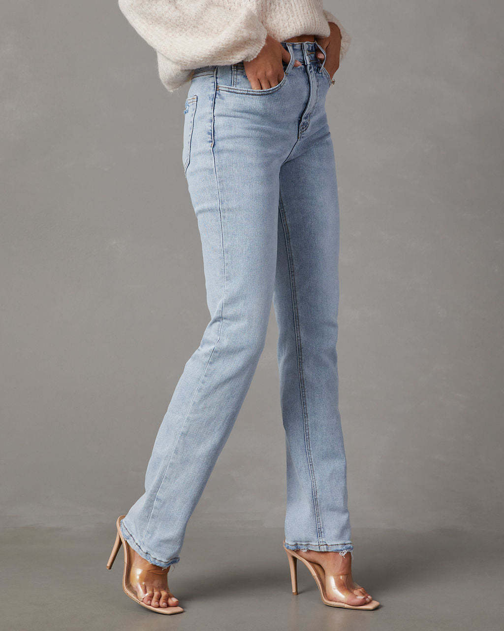 Women High Waist Denim Straight Pants 4