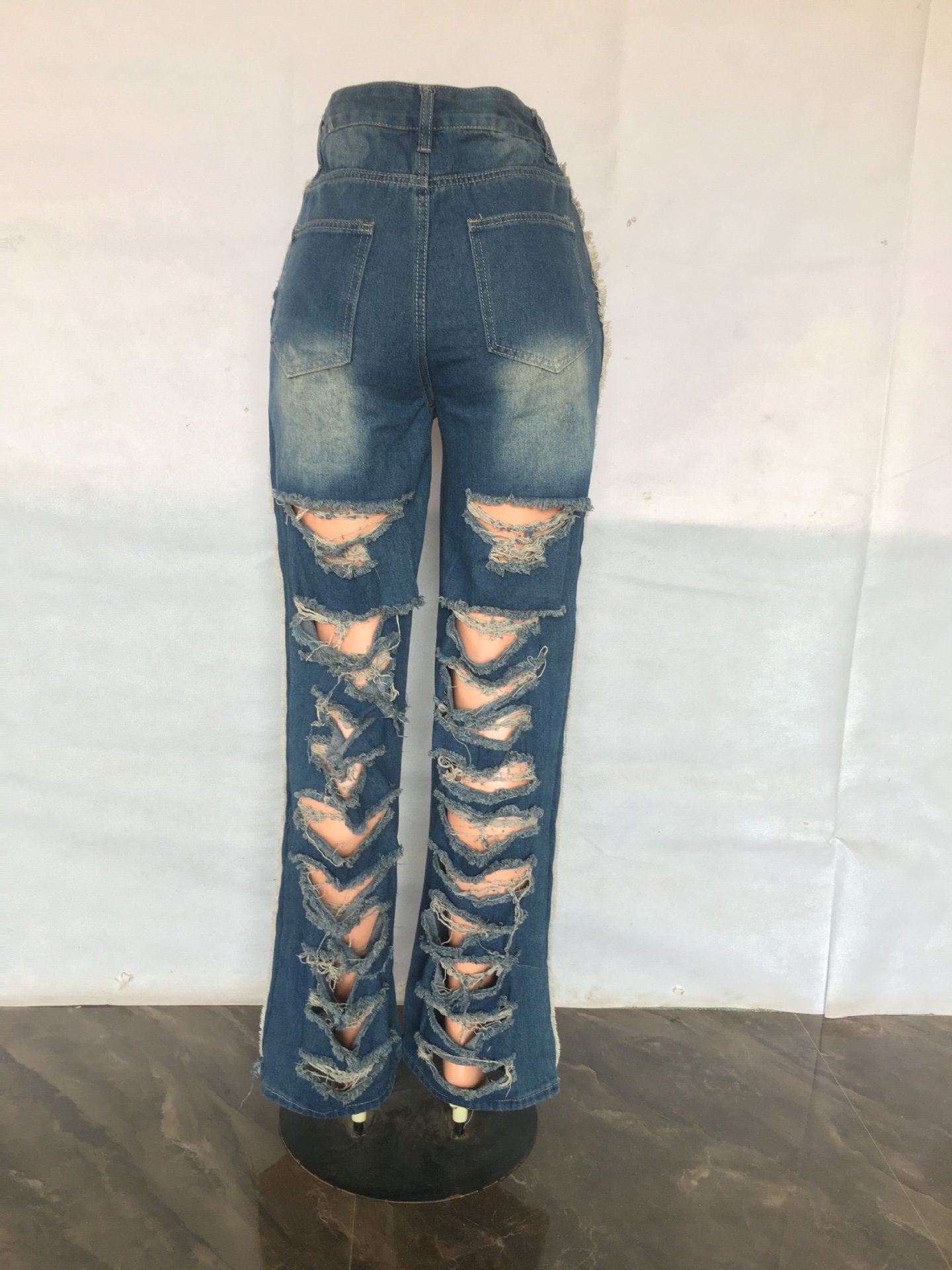 Fashion Versatile Slim Sexy Micro Stretch Ripped Micro Bell Bottom Denim Pants 10