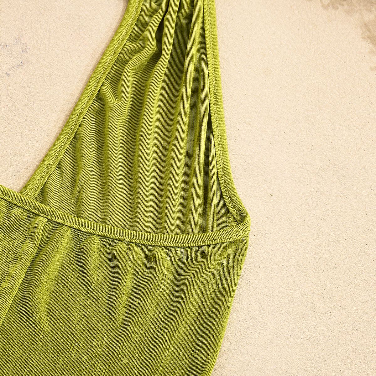 Women Sexy V-Neck Metal Halter Neck Maxi Dress 15