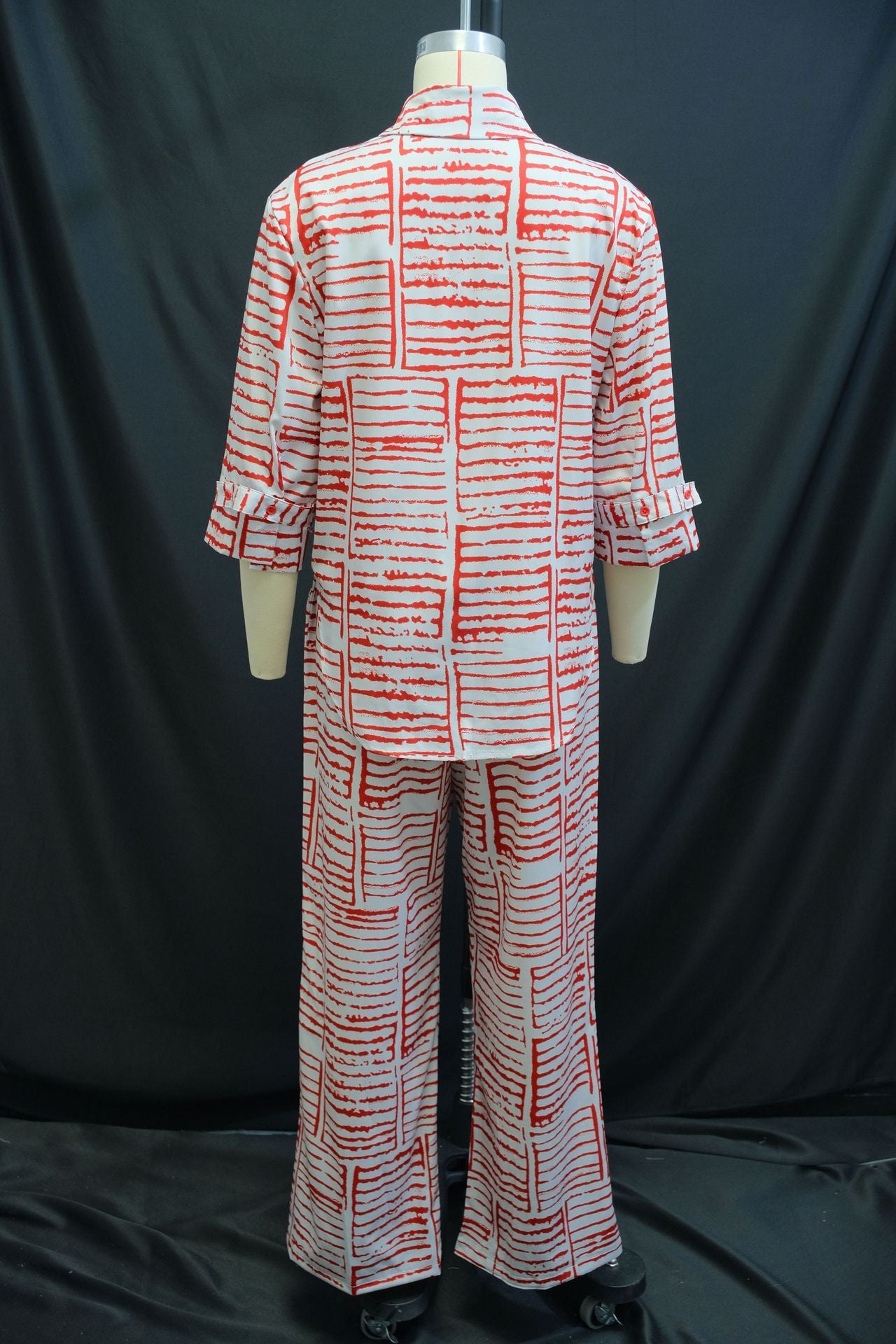 Women's Summer Printed Three-Quarter Sleeve Shirt & Loose Top Trousers Set 6