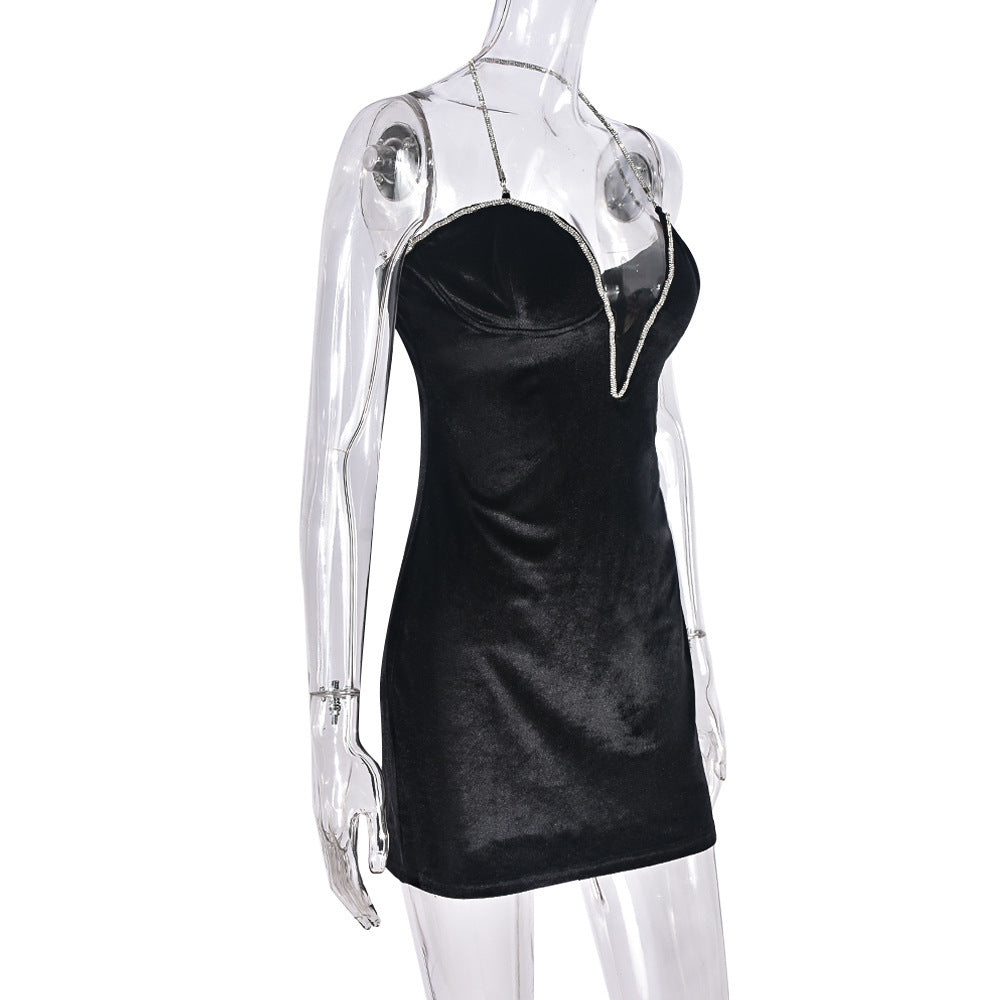 Women Summer Contrast Color V Neck Suspender Dress 20