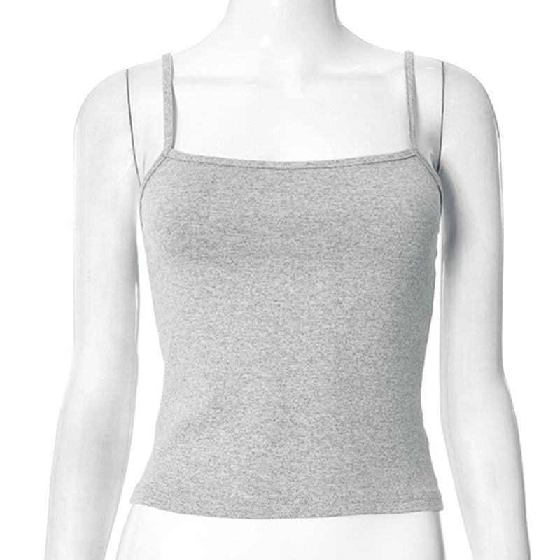 Women's Spring Summer Solid Color Sleeveless Low-Back Sexy Strap Top Pants Two Piece Set 12