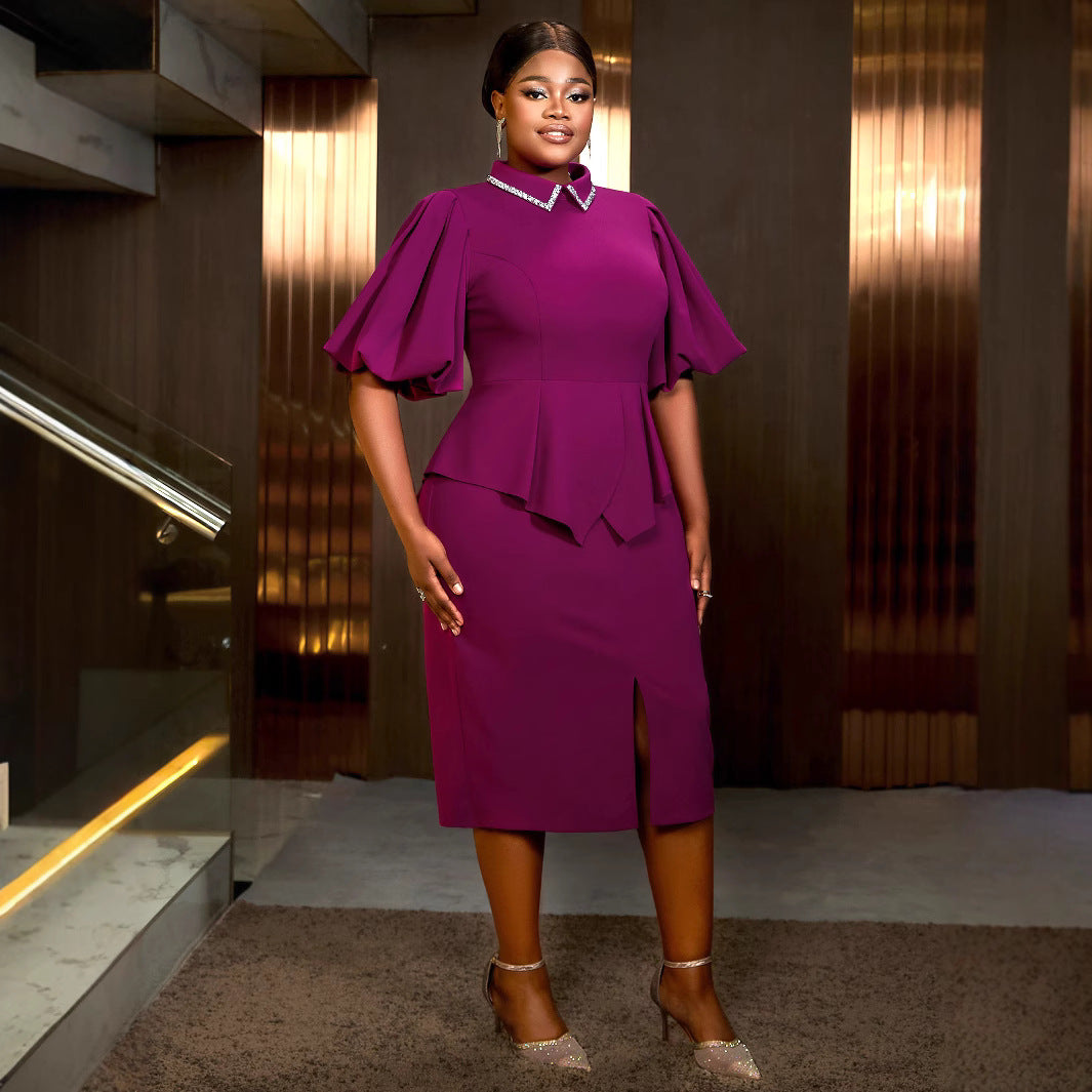 African Plus Size Ruffle Formal Party Elegant Fake Two Piece Bodycon Dress 5