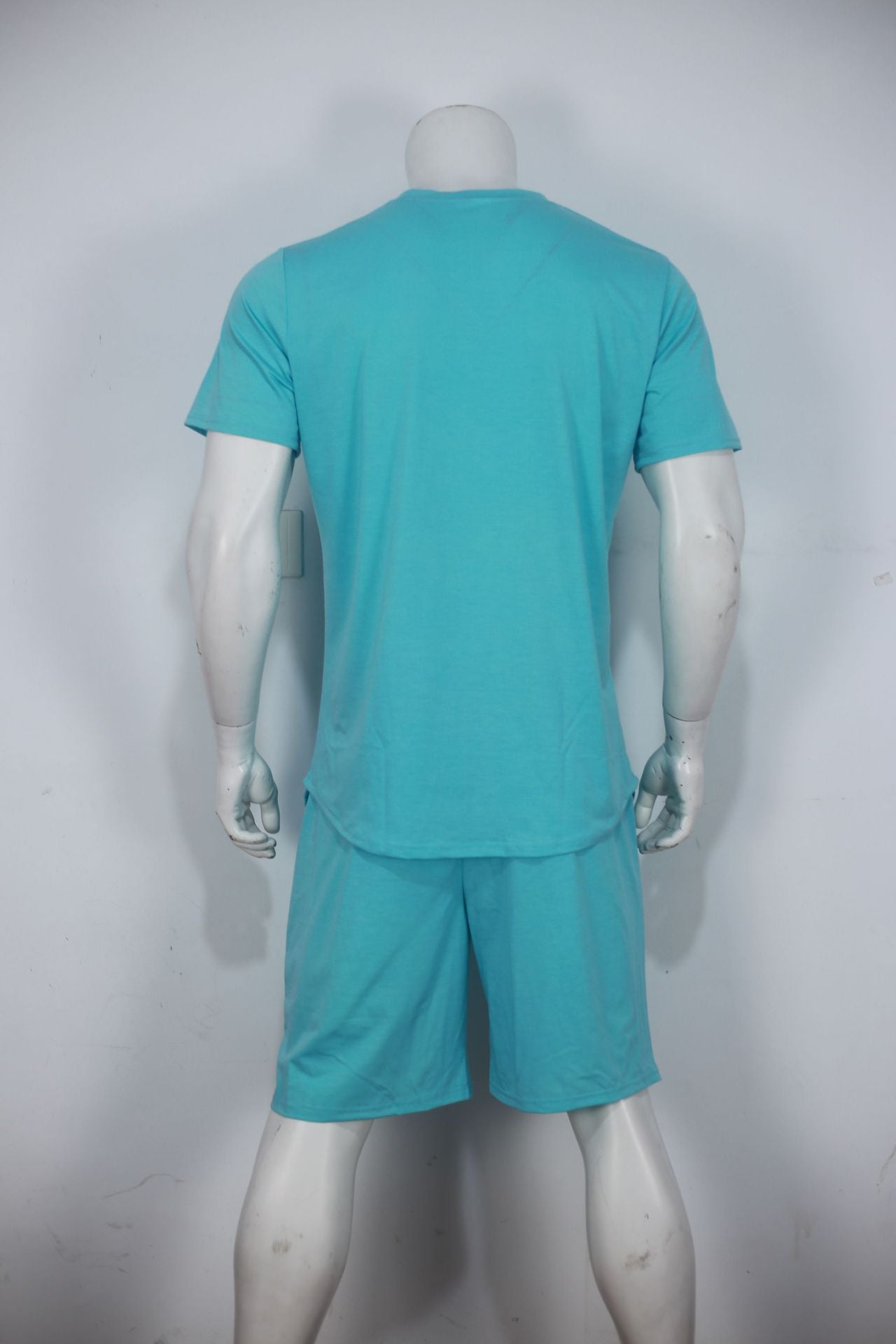 Summer Men'S Solid Color Short-Sleeved T-Shirt Shorts Sports Two Piece Suit 40