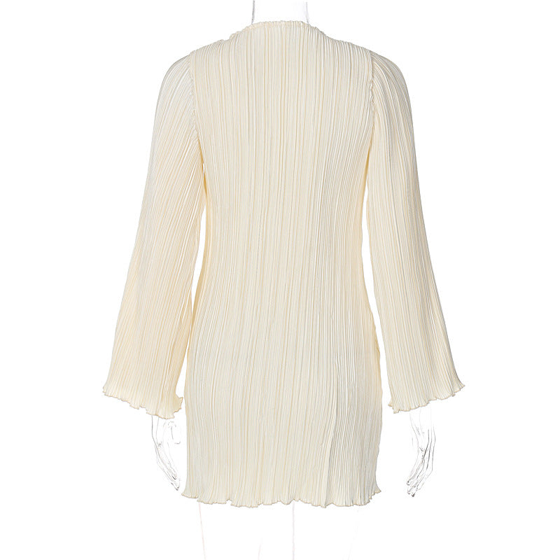 Women's Spring Style Striped Slim Round Neck Long Sleeve Bodycon Dress 20