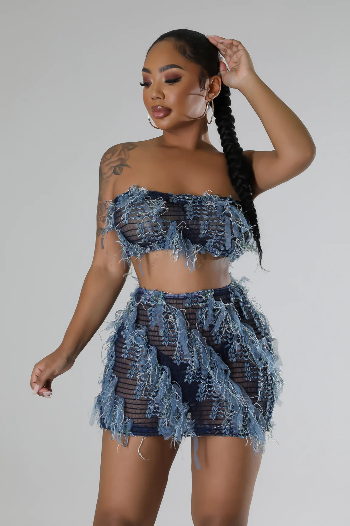 Women's Strapless High-Waist Slim Fit Sexy Mini Skirt Set 11