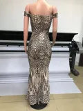 Women Off Shoulder Sequin Backless Maxi Dress 14