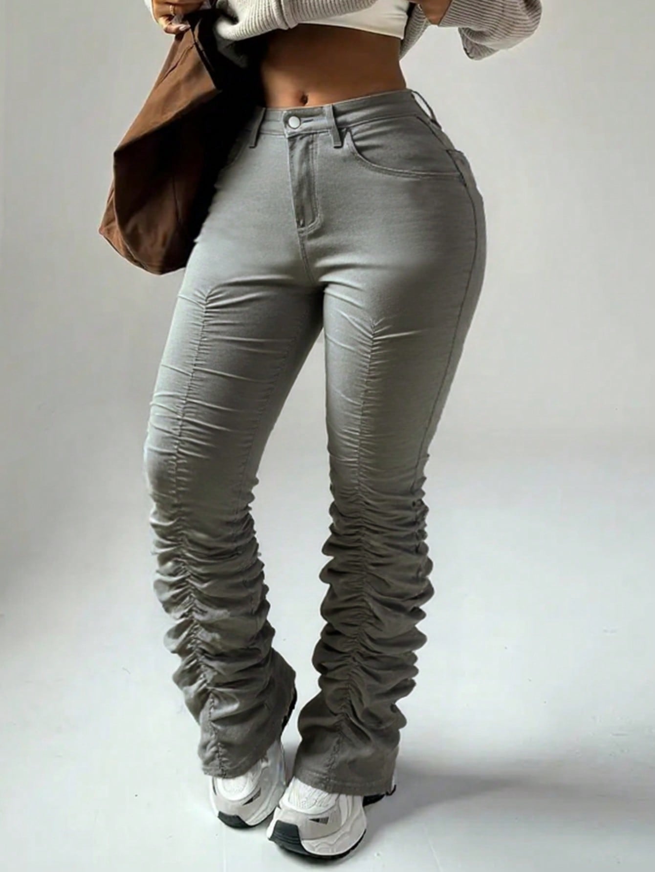 Women American Stretch Gathered Stacked Pants 3