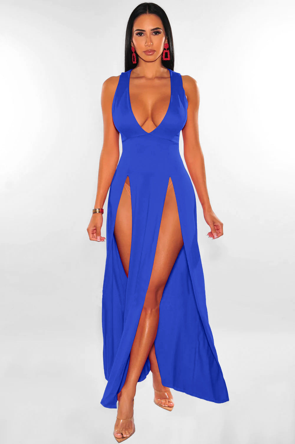 Summer deep v slit multicolor bandage nightclub dress 13