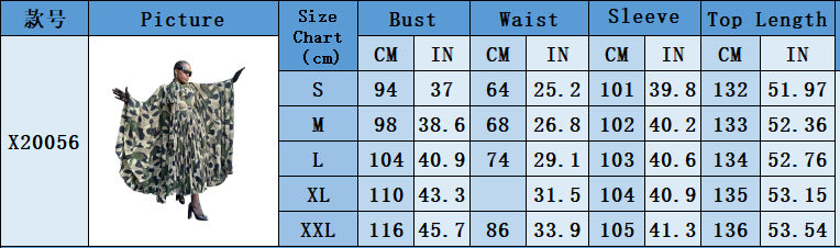 Women's African Plus Size Camouflage Loose Pleated Dress 8